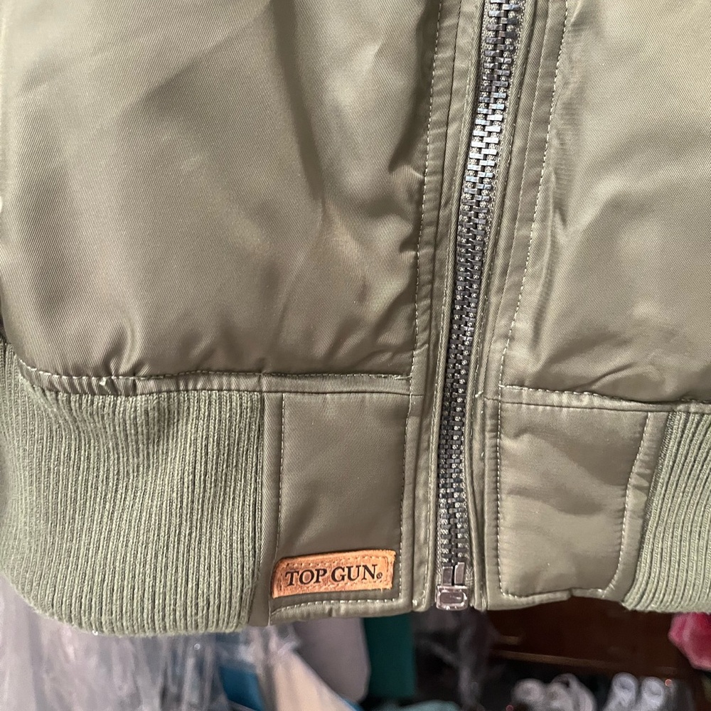 Alpha Industries Tan Bomber Jacket with Colorful Patches - Picture 3 of 5